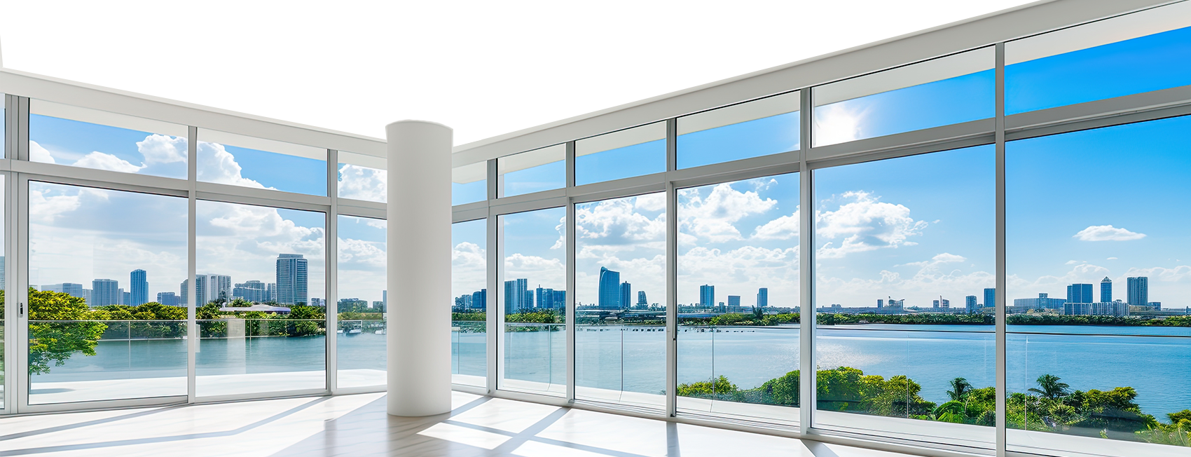 Living room with tinted home windows in Broward County showing reduced glare and daytime privacy