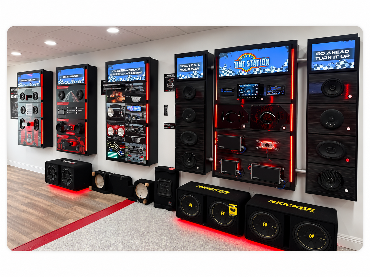 Tint Station in-shop car audio displays