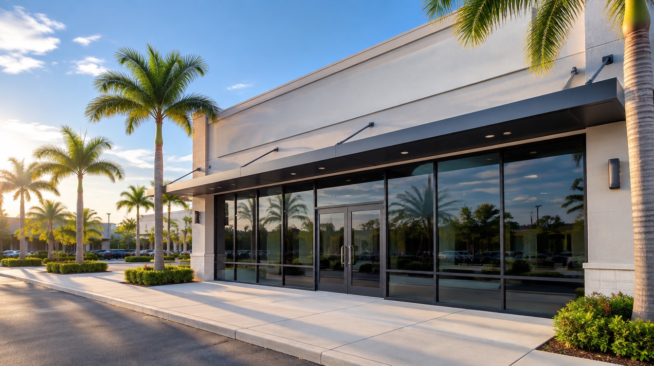 Retail storefront with solar window film